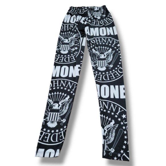 Ramones Pants Size Small W21"xL29.5" Ramones 1-2-3-4 Leggings Punk Rock Printed - Picture 3 of 5